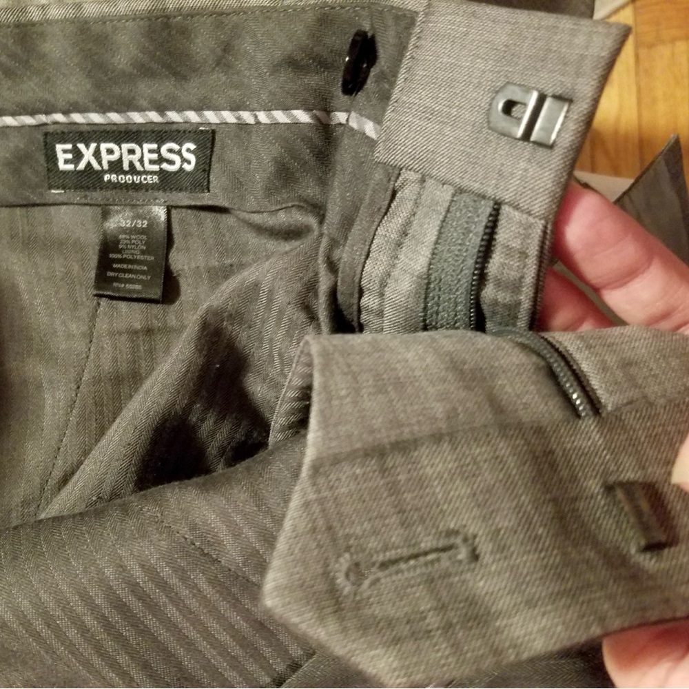 Express Gray Suit (blazer&pants) Matching Photographer & Producer Wool Blend Set - Picture 9 of 12